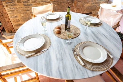 Dining in the courtyard